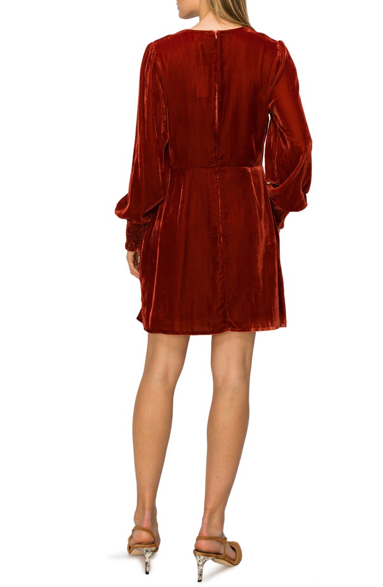 MELLODAY Long Sleeve Velvet Faux Wrap Dress, Alternate, color, 