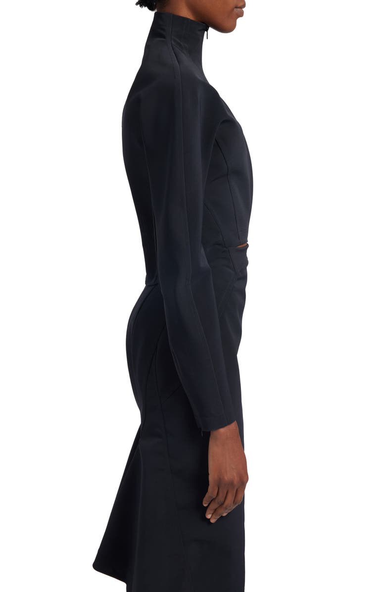 Alaïa Funnel Neck Crop Jacket, Alternate, color,
