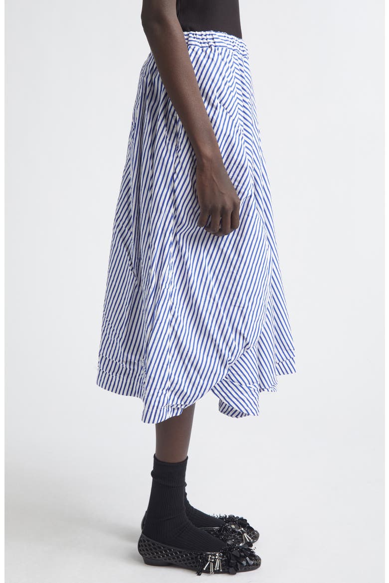 Stripe Asymmetric Cotton Midi Skirt, Alternate, color, WHITE/ BLUE