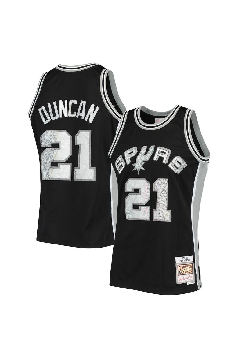 Men's Mitchell & Ness Tim Duncan Black San Antonio Spurs 1998/99 Hardwood Classics NBA 75th Anniversary Diamond Swingman Jersey, Alternate, color, Black