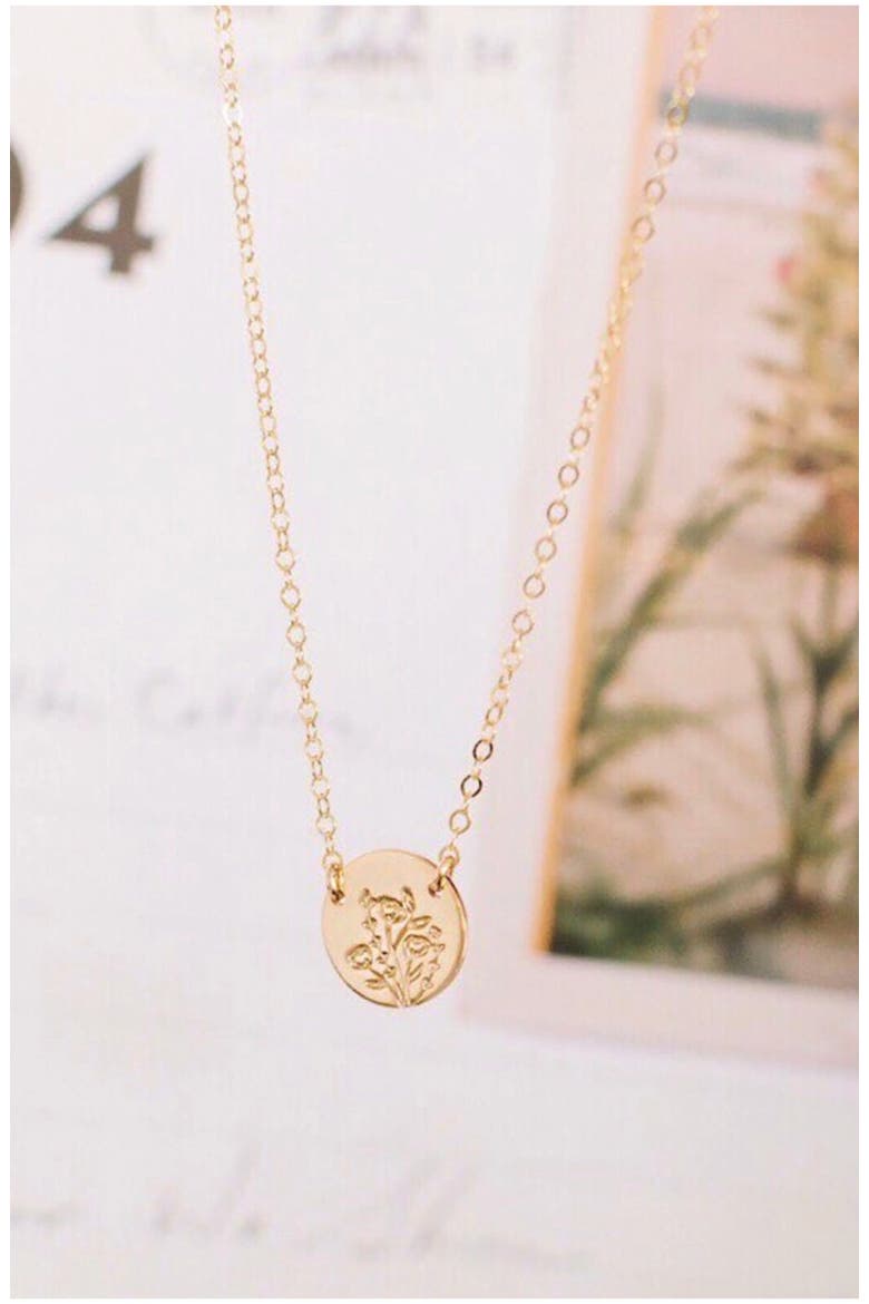 Wild Blooms Mini Zola Disc Necklace, Alternate, color, Gold Filled