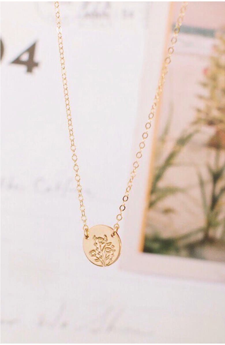 MADE BY MARY Wild Blooms Mini Zola Disc Necklace, Alternate, color, Gold Filled