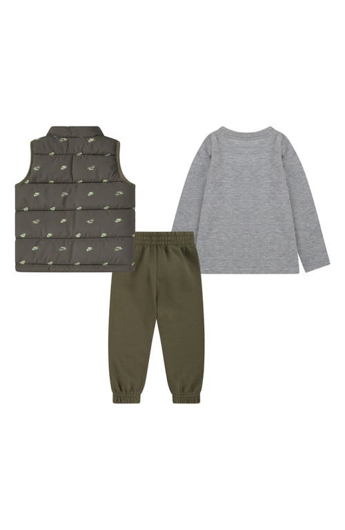 Nike Kids' Futura Puffer Vest, Logo T-shirt & Fleece Joggers Set In Green