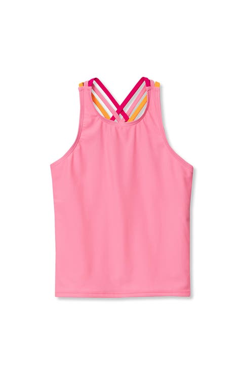 Girls Chlorine Resistant Strappy X-Back Tankini Top