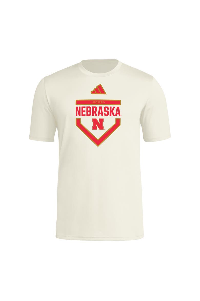 Men's adidas  Cream Nebraska Huskers Home Plate Pre-Game T-Shirt, Alternate, color, Cream