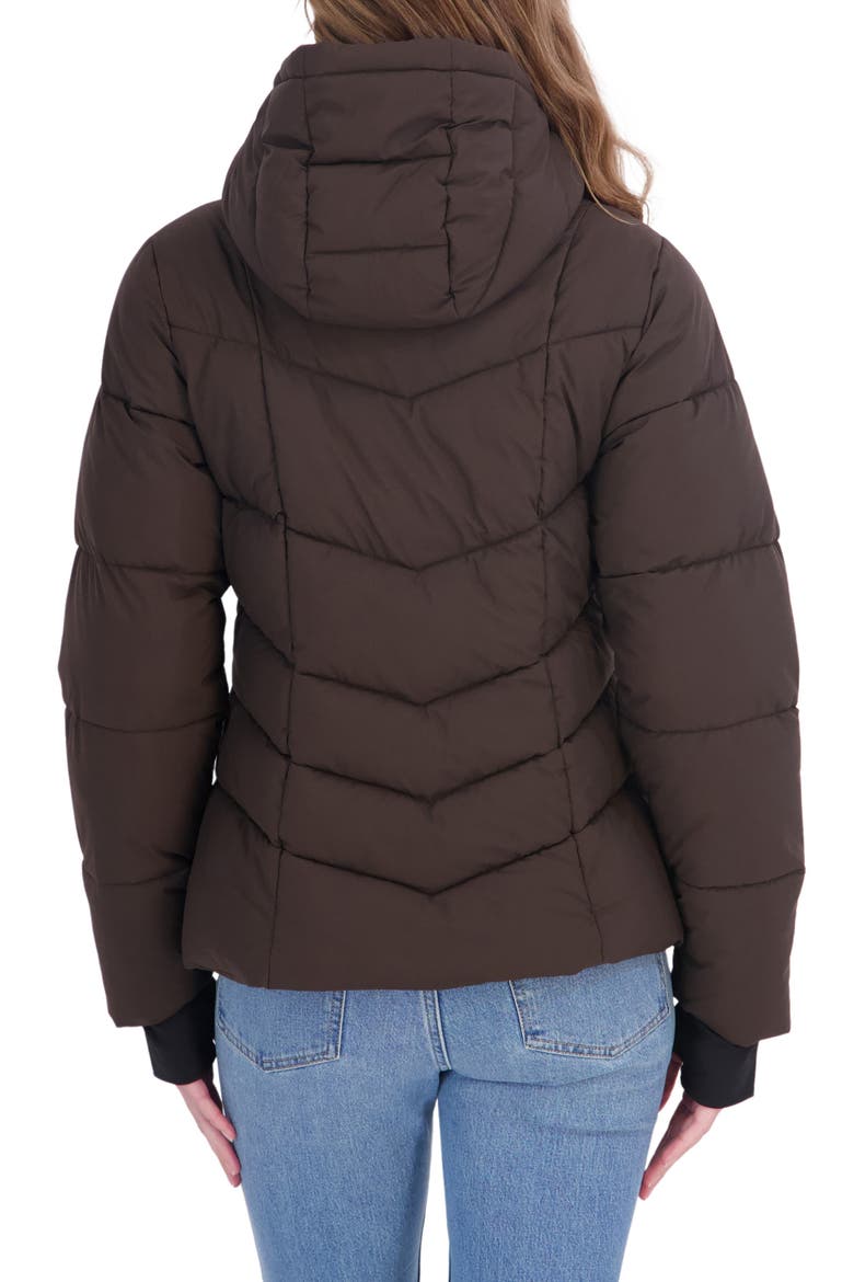 Stretch Short Puffer Jacket, Alternate, color, BROWN