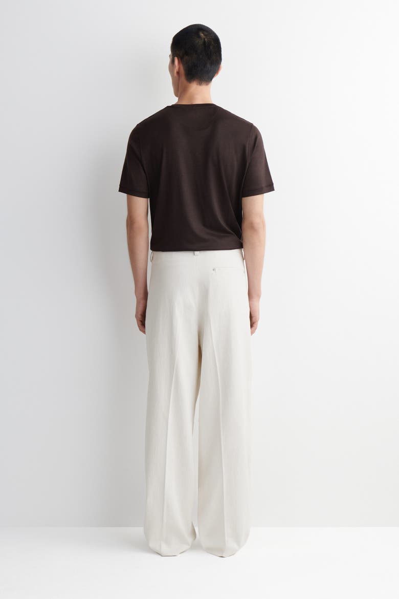 Pleated Relaxed-Fit Wide-Leg Denim Pants, Alternate, color, NATURAL WHITE