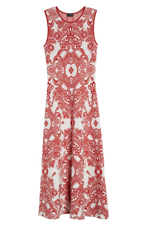 Etro , Sleeveless Dress With Lace Motif, Woman, Burgundy, Size 46 In Burgundy