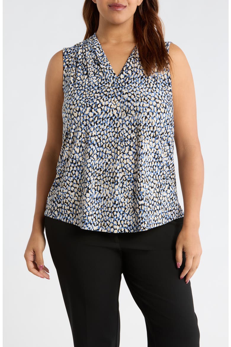 Ruffle V-Neck Top, Main, color, BLUE JAY MULTI