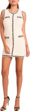 Endless Rose Border Stripe Cotton Blend Mini Sweater Dress