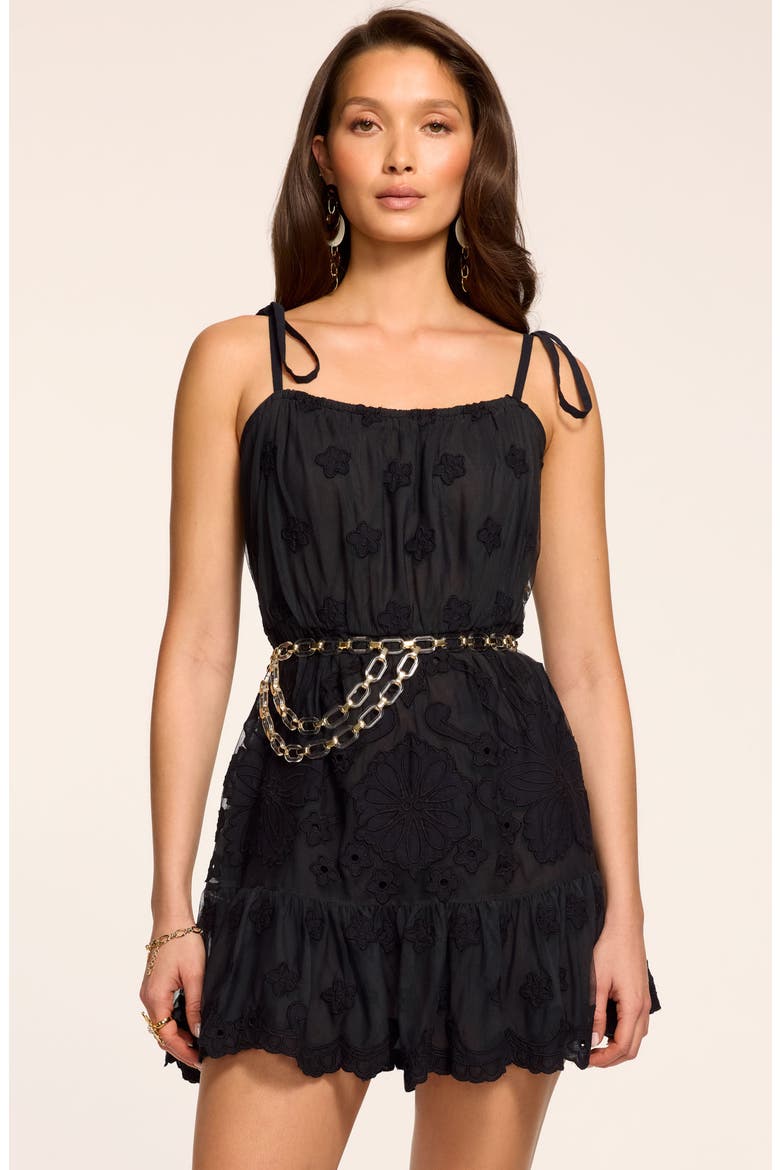 Honor Floral Embroidery Minidress, Alternate, color, BLACK EMBROIDERY