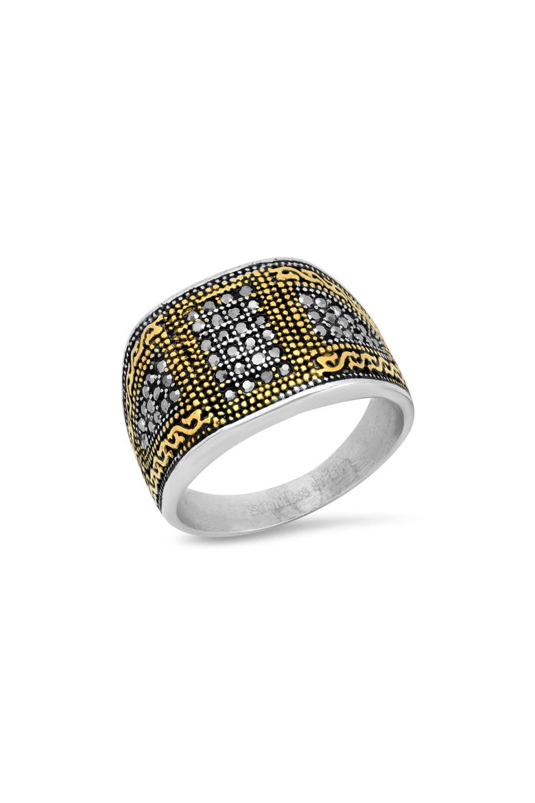 Men's Two Tone Stainless Steel Ring, Main, color, SILVER