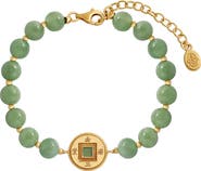 Karma and Luck Jade Lucky Coin Gold Plated Women's Bracelet - Golden Fortune