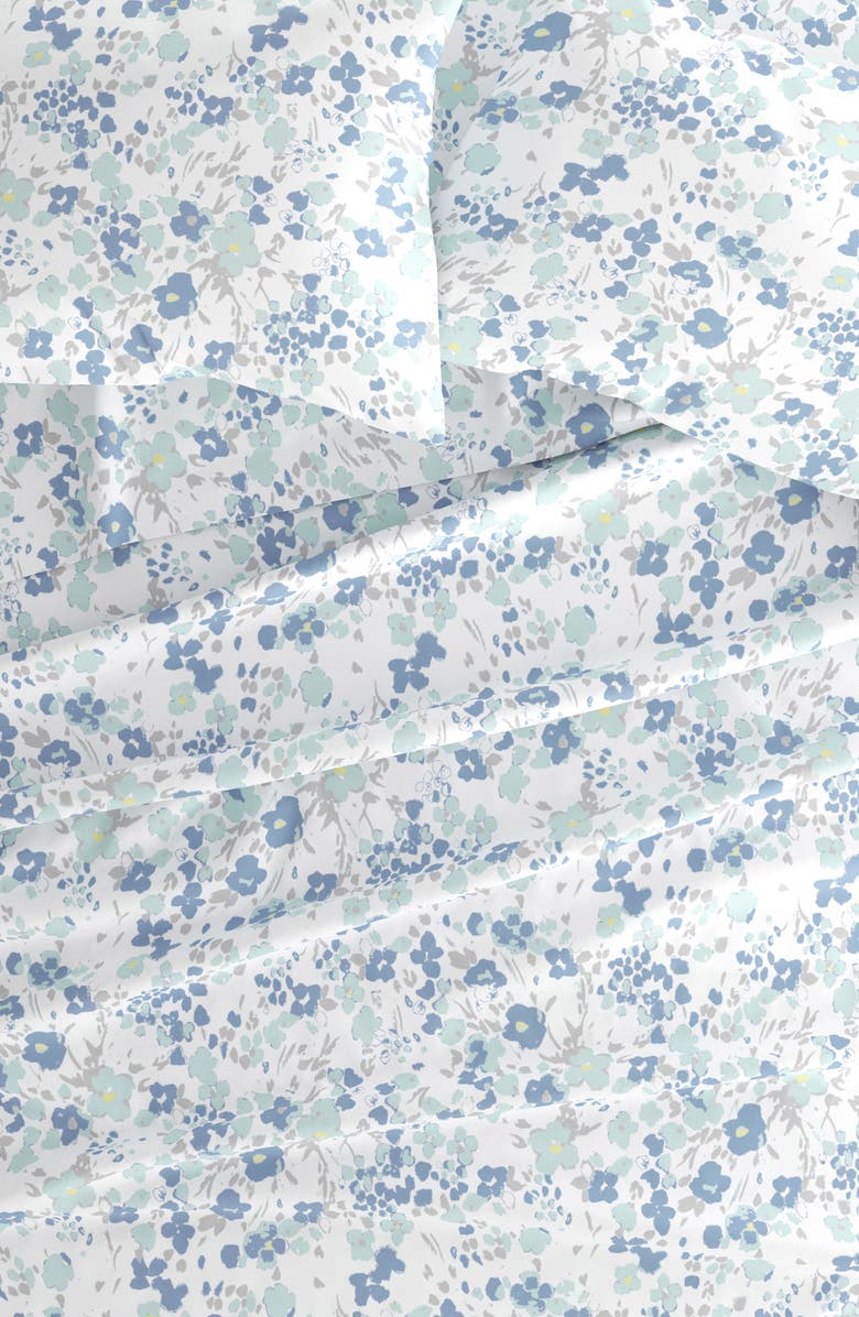 HOMESPUN HOME SPUN Premium Ultra Soft Violets Pattern 4-Piece Bed Sheets Set, Alternate, color, Light Blue