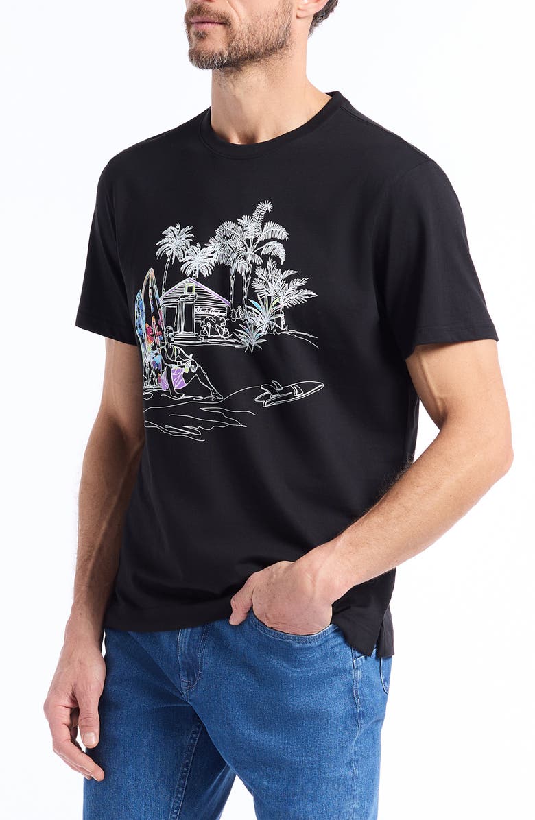 Robert Graham Beach House Graphic T-Shirt, Alternate, color, Black