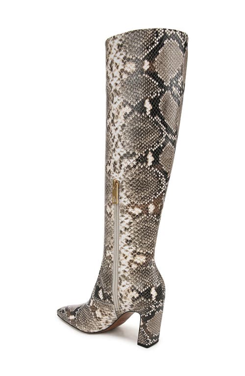 Franco Sarto Bowman Snakeskin Embossed Knee High Boot In Black