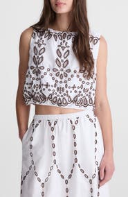 Madewell Embroidered Sleeveless Poplin Bubble Top