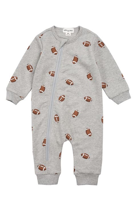 Kids' Football Print Zip Playsuit