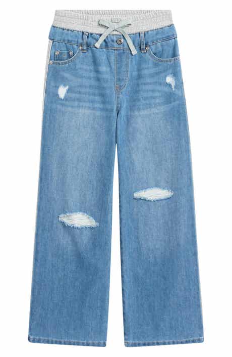 Tractr Kids' Pull-On Terry & Denim Drawstring Pants
