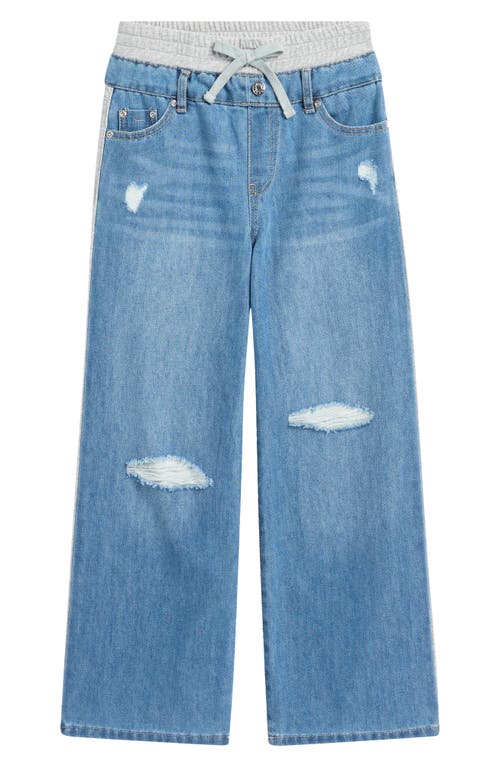 Tractr Kids' Pull-on Terry & Denim Drawstring Pants