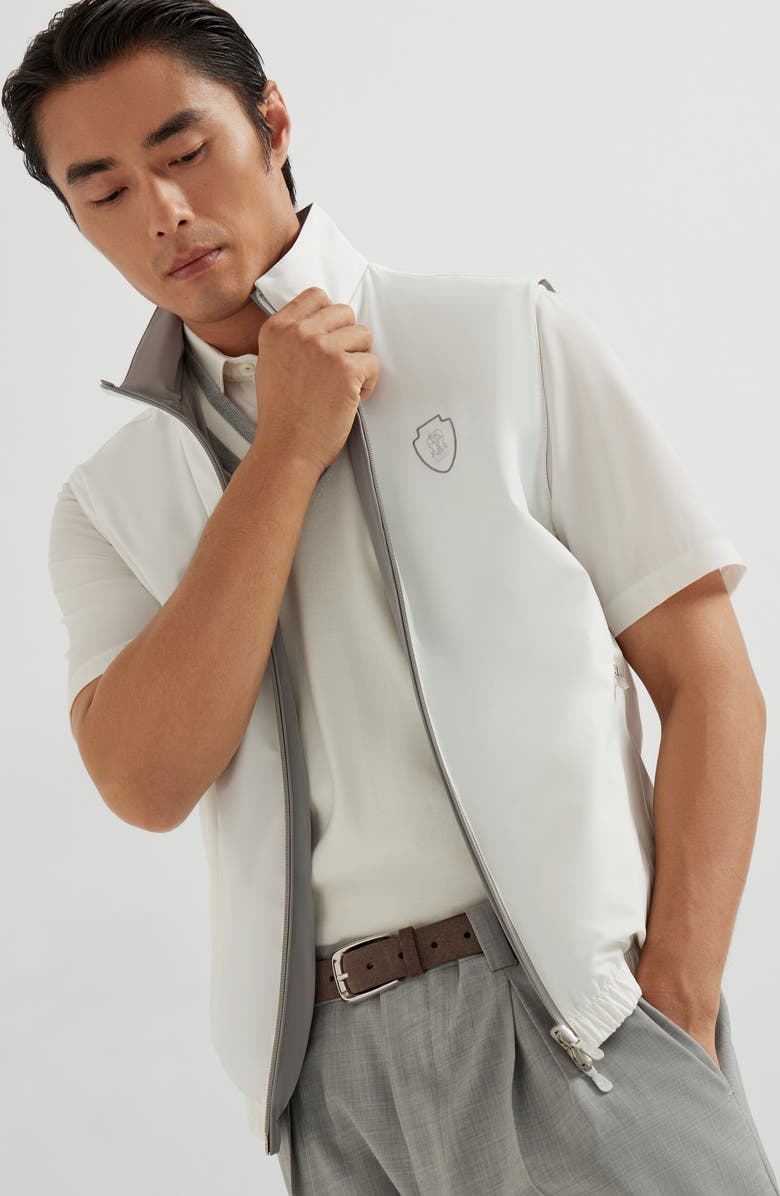 Brunello Cucinelli Reversible nylon vest, Alternate, color, White