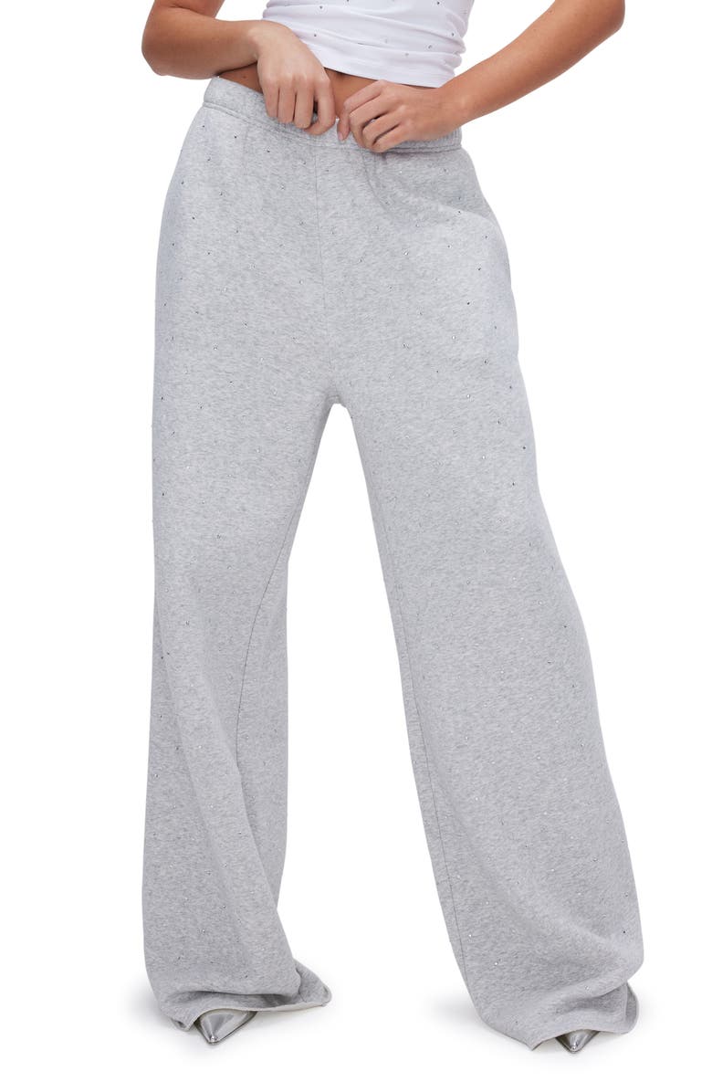 Good American Crystal Fleece Wide Leg Sweatpants, Main, color, 