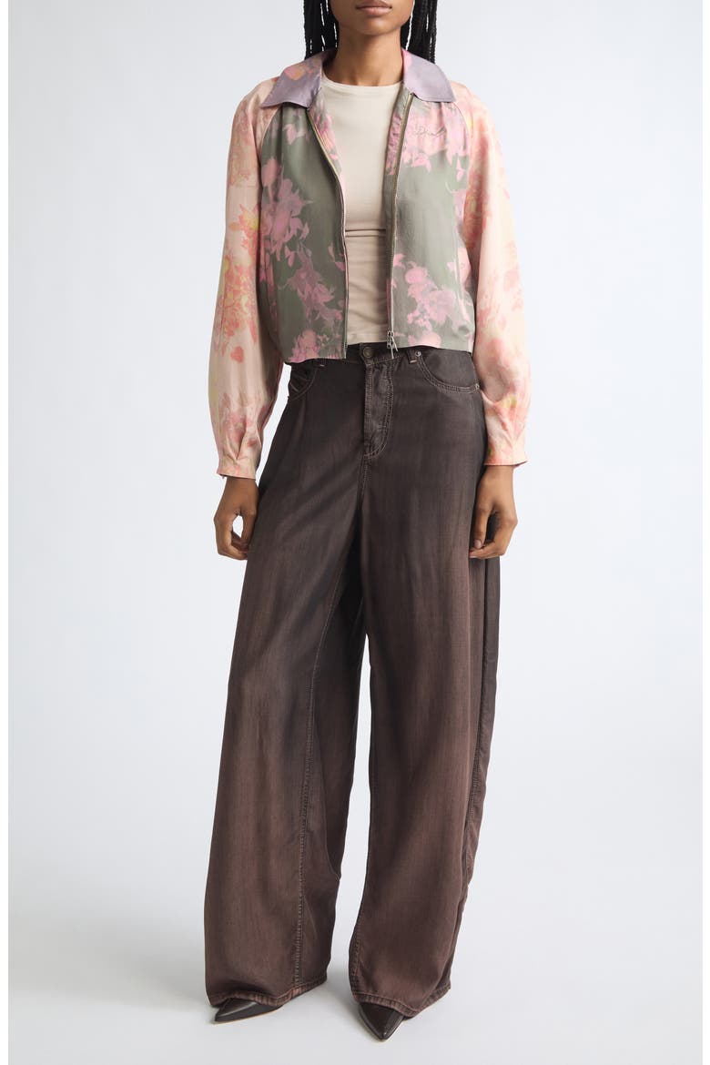 Floral Crinkled Bomber Jacket, Alternate, color, MISTY ROSE