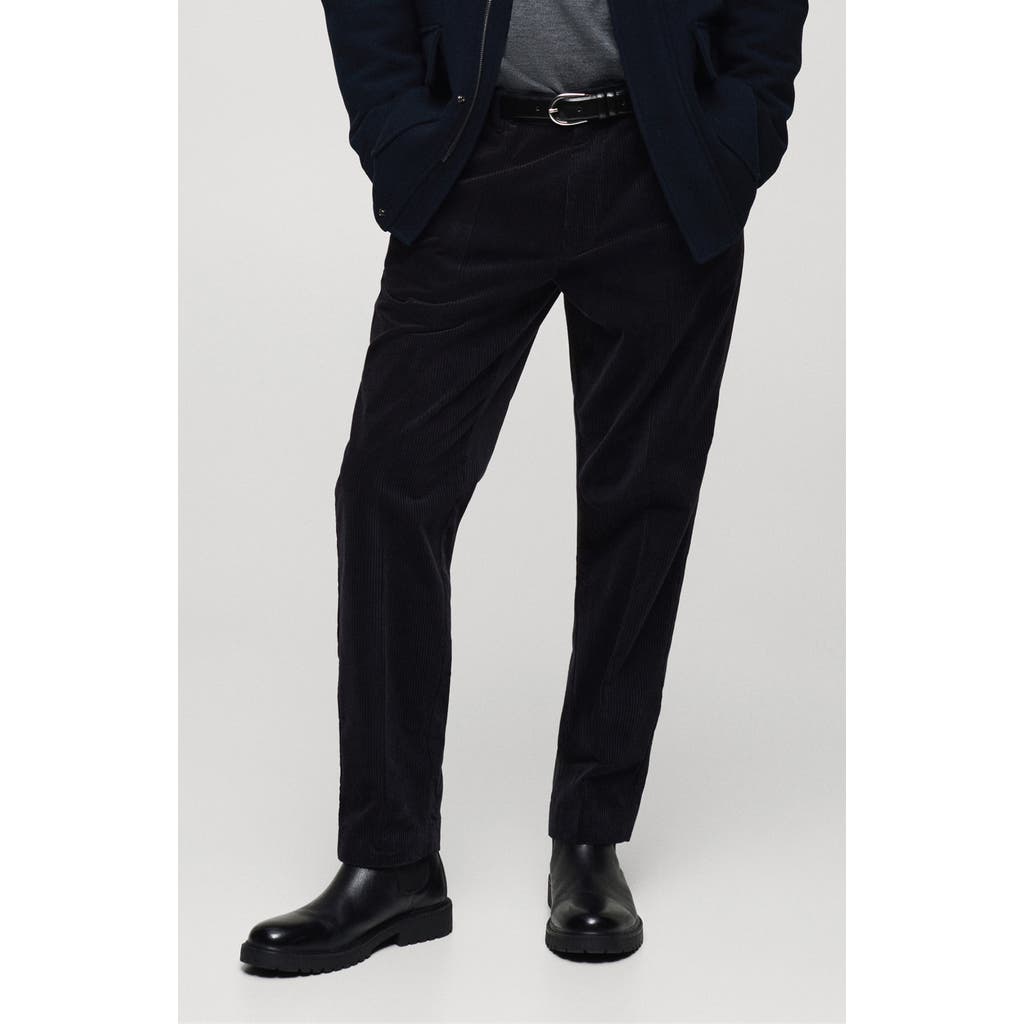 Mango Regular Fit Cotton Corduroy Chinos In Blue
