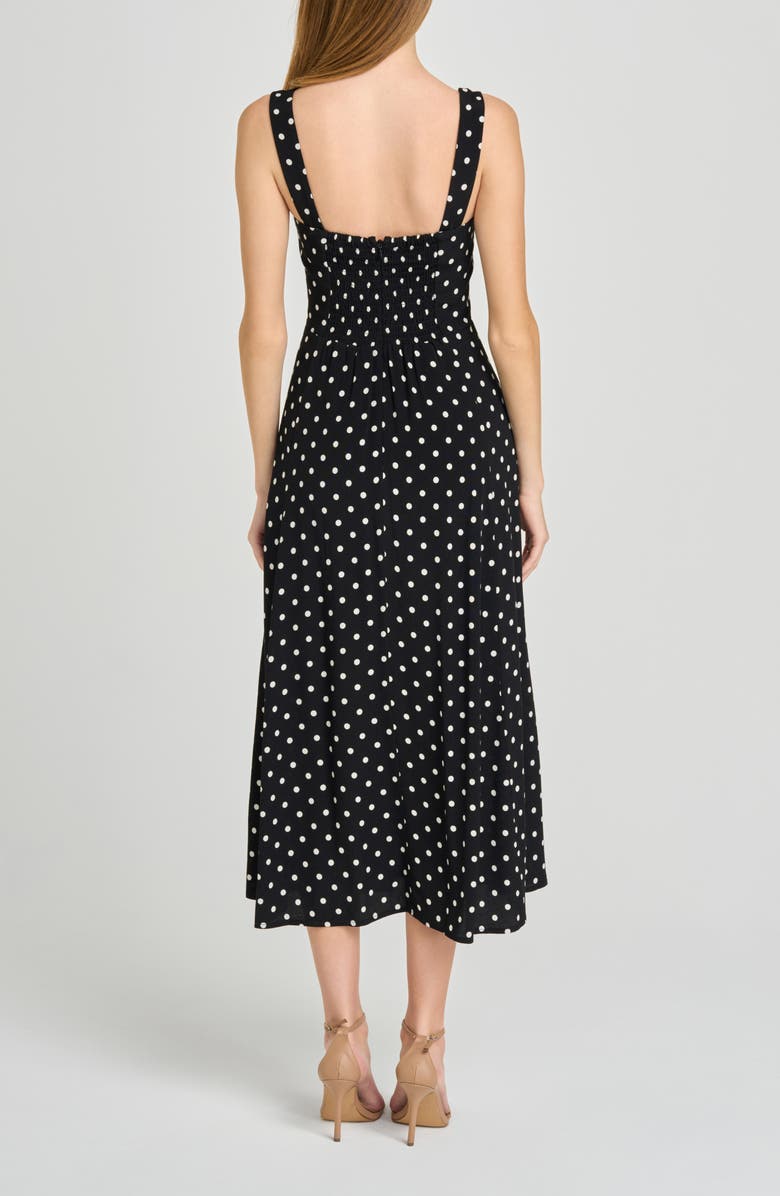 WAYF Leonie Polka Dot Corset Midi Dress, Alternate, color, Black Polka Dot