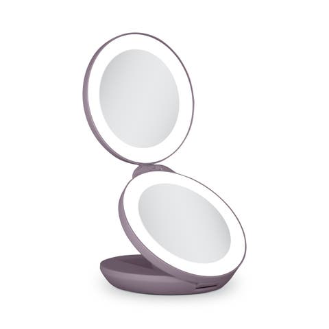 Lighted Travel Mirror with Magnification & Folding-to-Compact