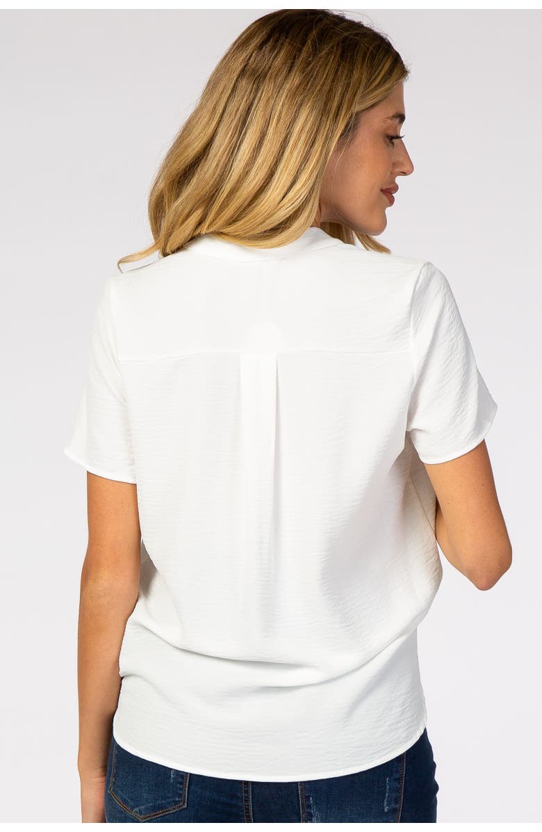 PinkBlush Short Sleeve V-Neck Blouse, Alternate, color, White