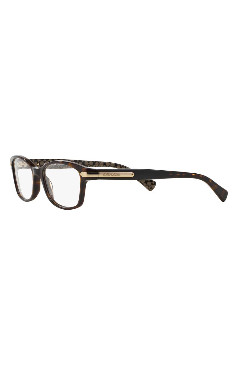 COACH 51mm Rectangular Optical Glasses, Alternate, color, Dark Tortoise