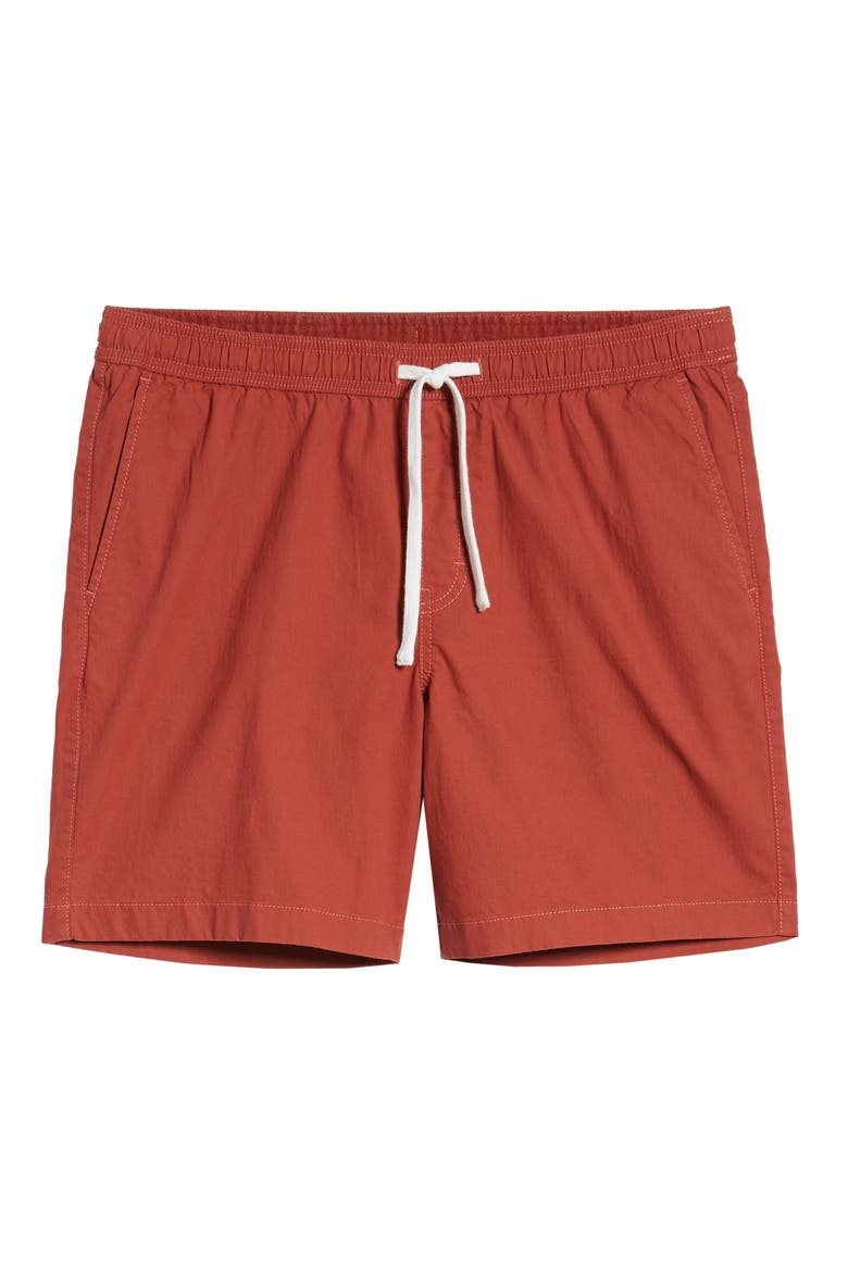 Slub Elastic Waist Slim Fit Shorts, Alternate, color, RED BARN