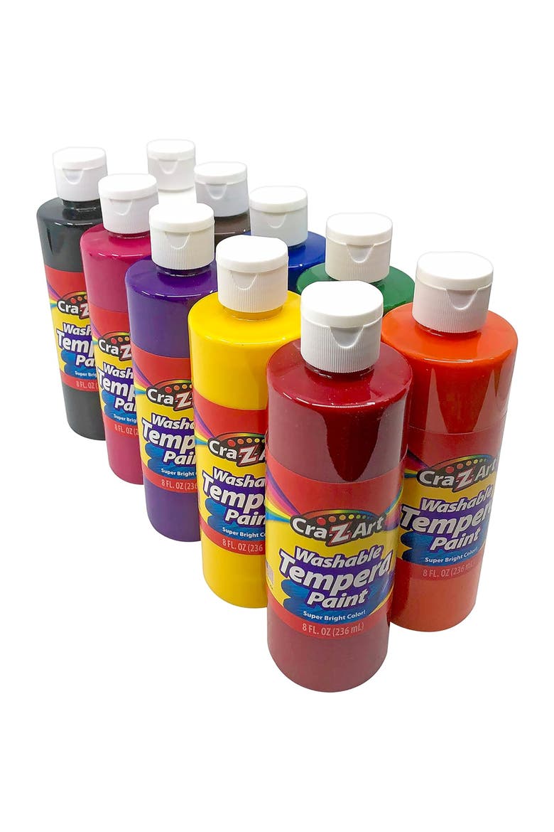Classroom Pack Washable Tempera Paints 10 Bottles, 8 oz Each, Main, color, Multicolored