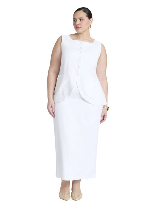 Linen Blend Column Skirt