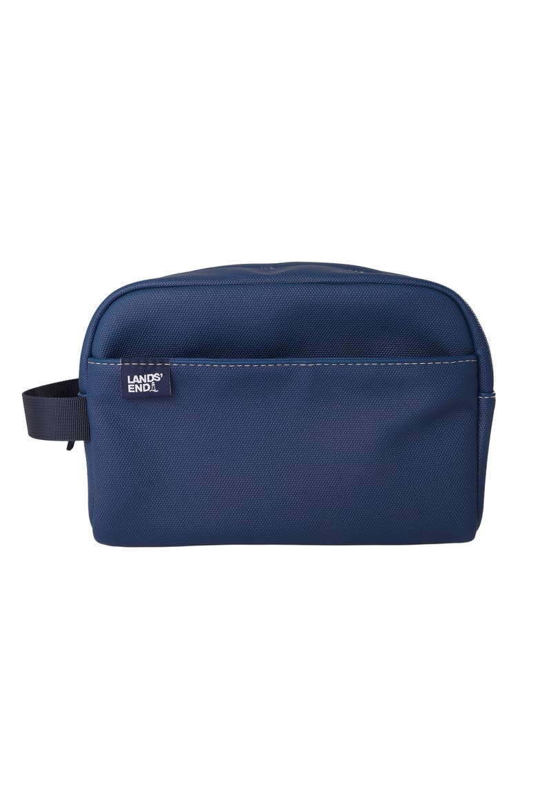 Woven Dopp Kit for Men, Solid Toiletry Bag with Top Zip and Front Pocket, Main, color, Navy