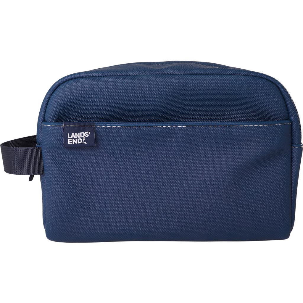 Lands' End Woven Dopp Kit for Men, Solid Toiletry Bag with Top Zip and Front Pocket in Navy at Nordstrom