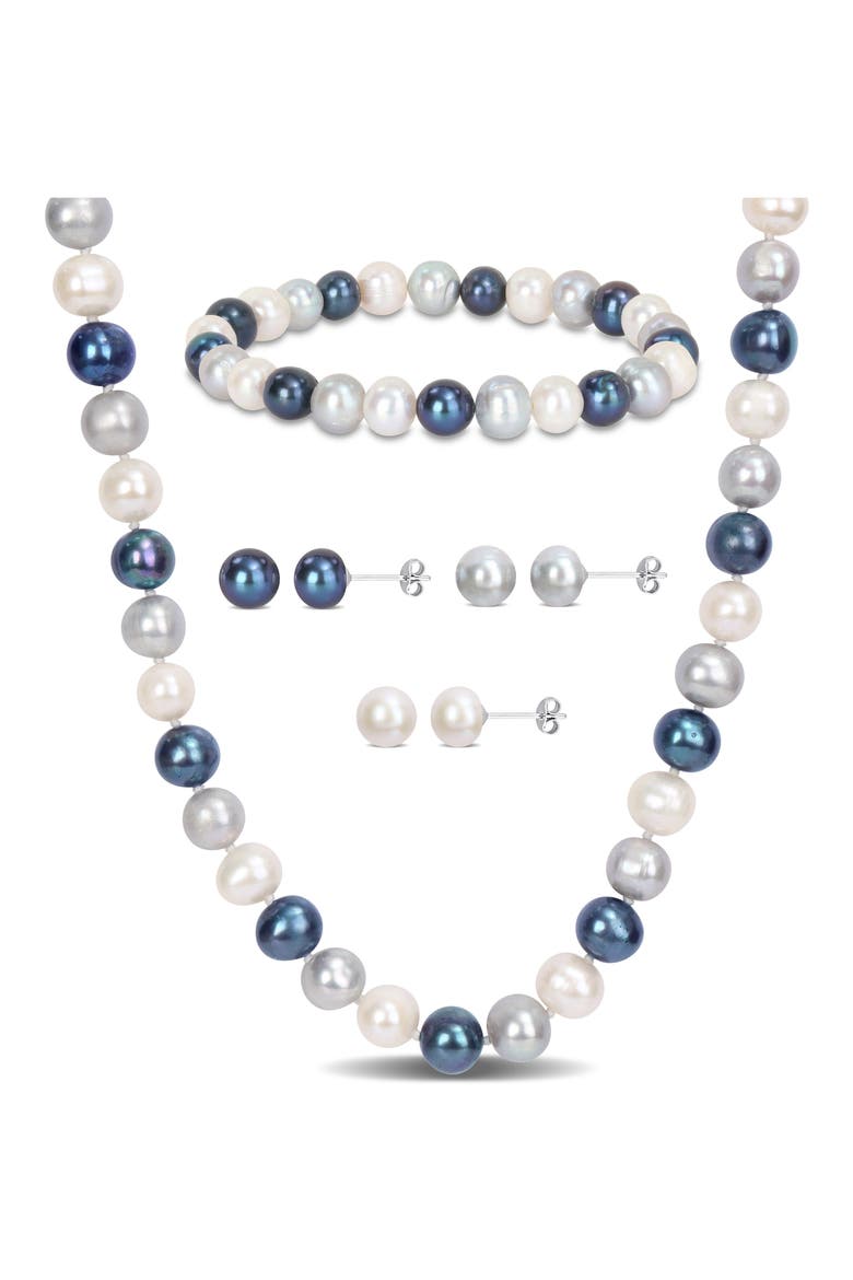 8-8.5mm Multi-Color Cultured Freshwater Pearl Necklace, Main, color, SILVER/ PEARL