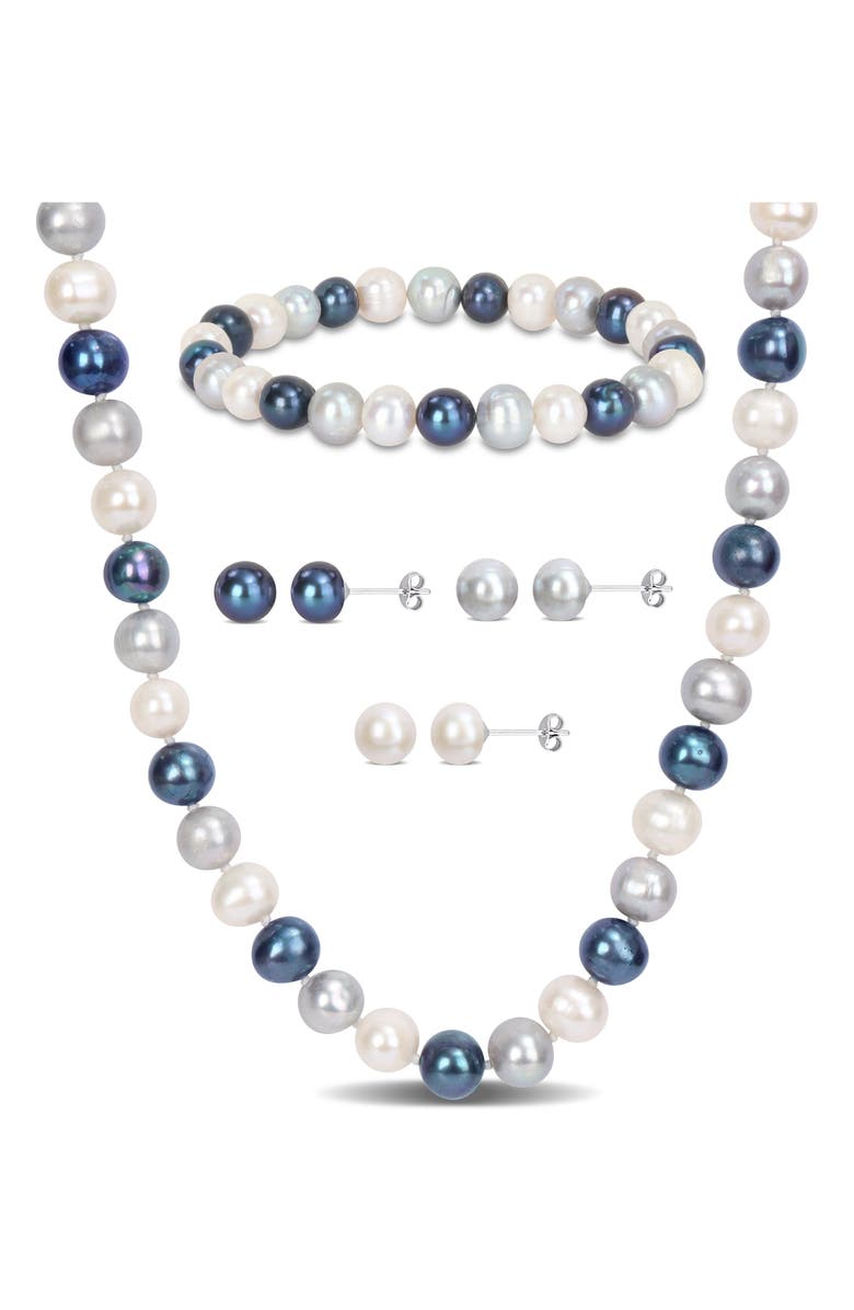 DELMAR 8-8.5mm Multi-Color Cultured Freshwater Pearl Necklace, Main, color, Silver/ Pearl
