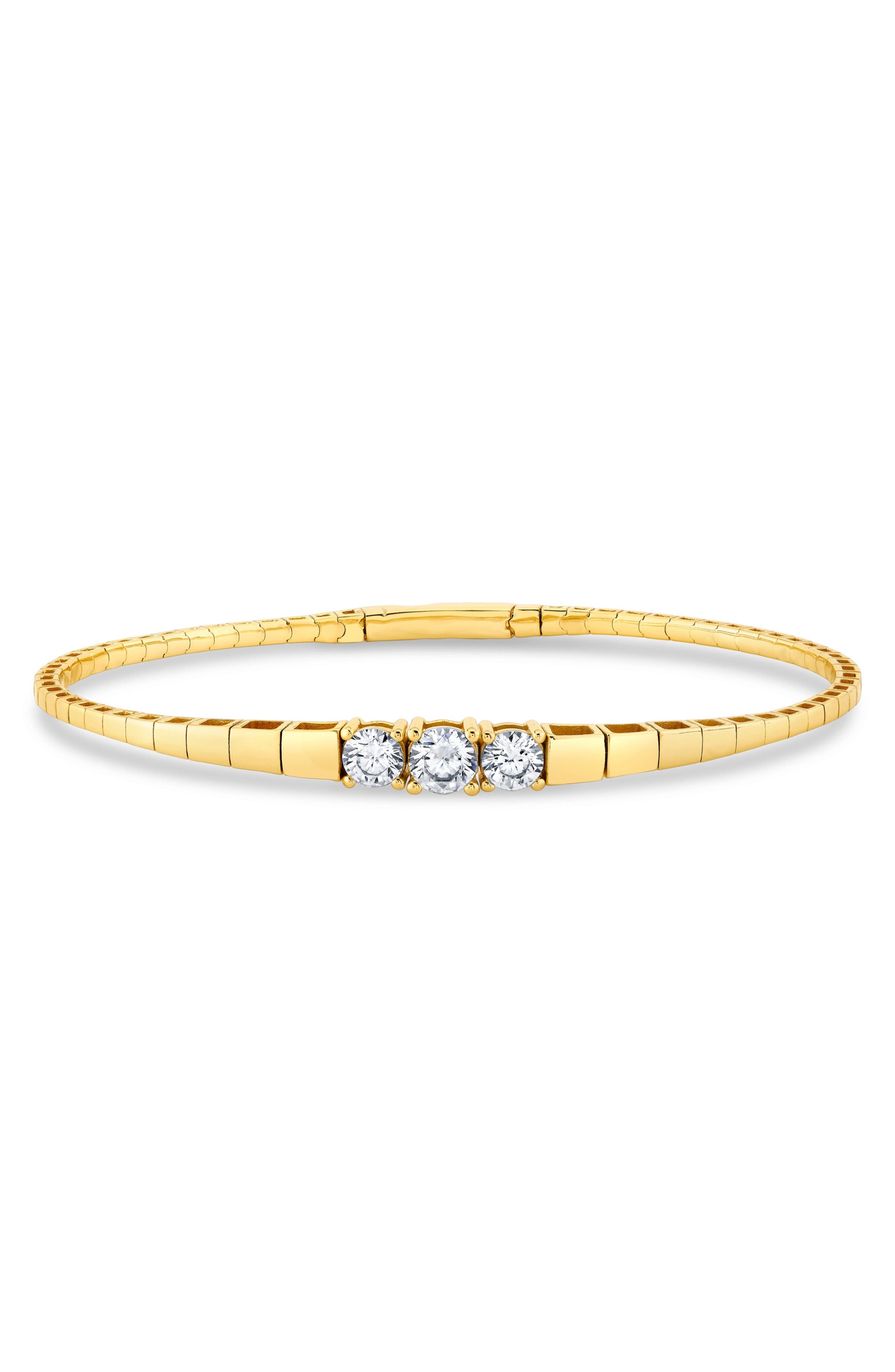 18KT YELLOW GOLD / CLEAR STONE