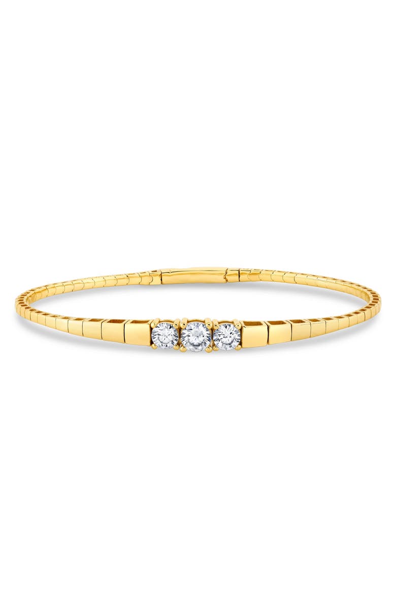Crislu Pure Flex Graduated Cubic Zirconia Bracelet, Main, color, 18Kt Yellow Gold / Clear Stone