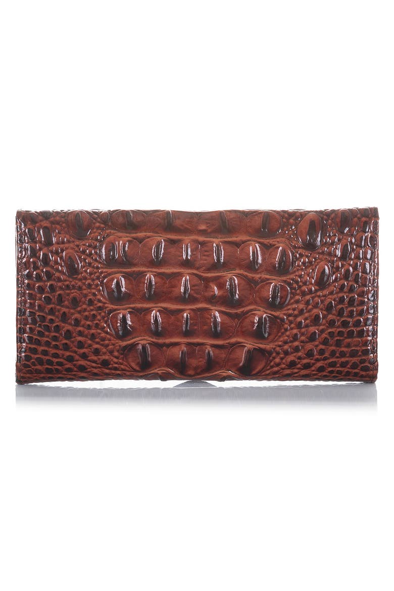 Veronica Melbourne Croc Embossed Leather Envelope Wallet, Alternate, color, PECAN