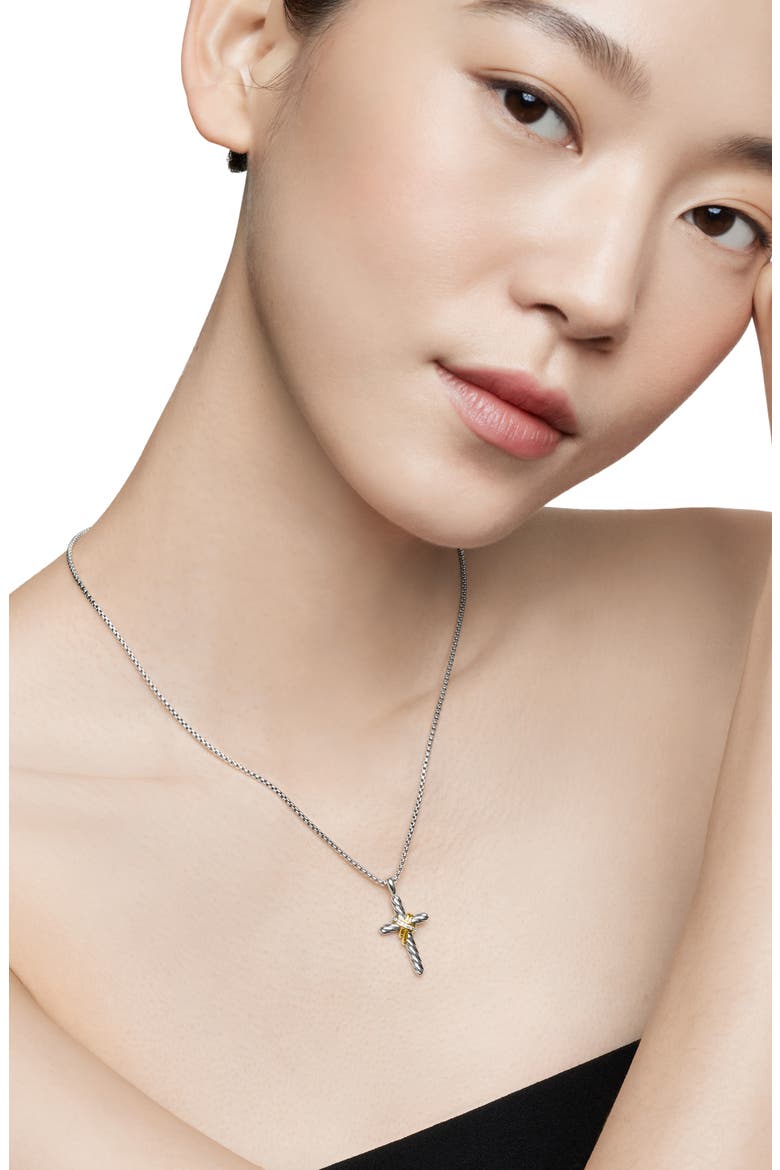 Cross Necklace with Pavé Diamonds, Alternate, color, DIAMOND