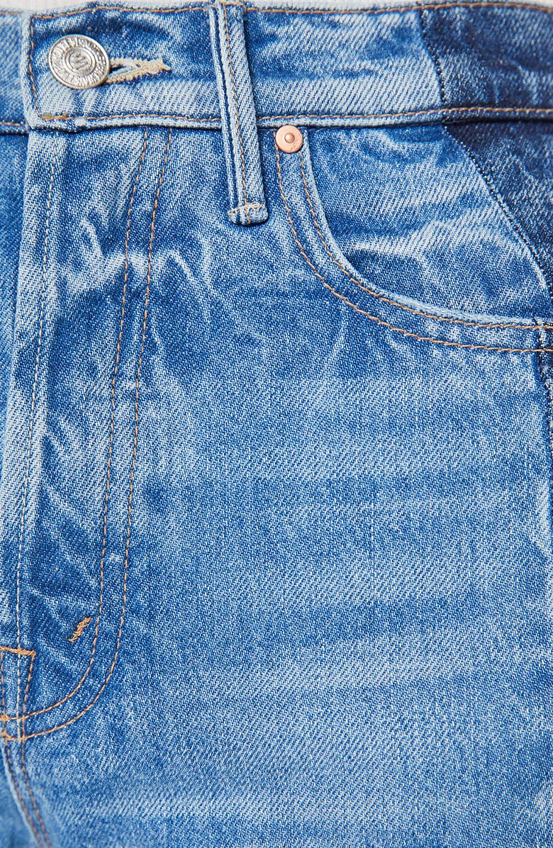 MOTHER The Tux Sidestepper Sneak Frayed High Waist Bootcut Jeans, Alternate, color, Double Stacked