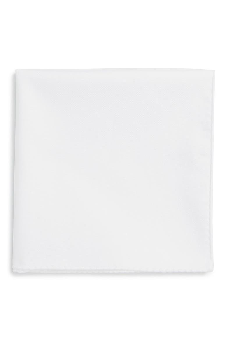 Solid Cotton Pocket Square, Main, color, WHITE