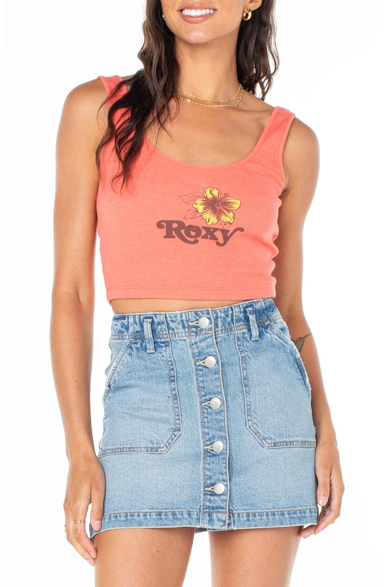 Valmos Rib Crop Graphic Tank, Main, color, SUGAR CORAL SOLID