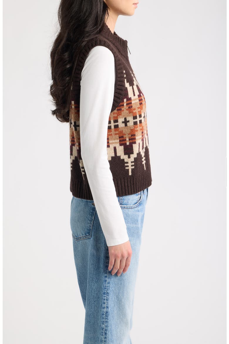 Shetland Collection Graphic Wool Vest, Alternate, color, CHOCOLATE MULTI