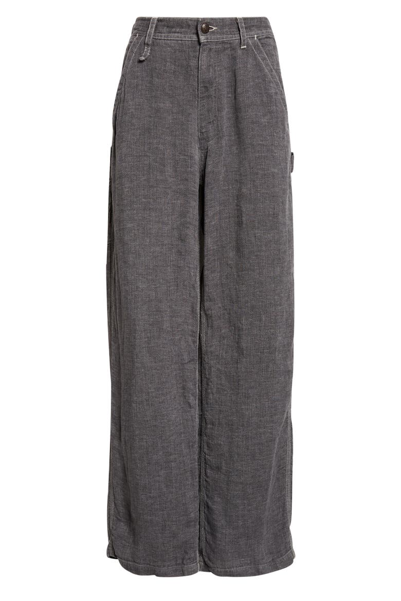 Linen & Cotton Carpenter Pants, Alternate, color, CHARCOAL GREY LINEN