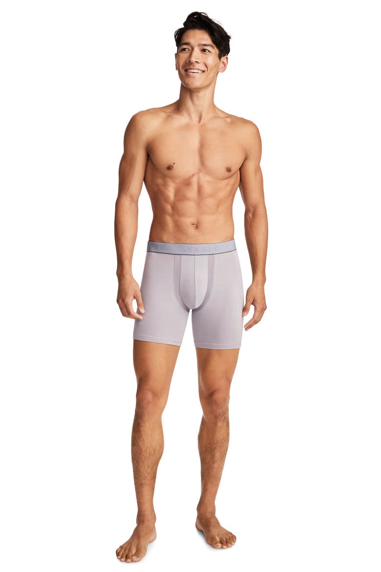 Men's Chafe Proof Pouch Cotton Stretch 6" Boxer Brief - 3 Pack, Alternate, color, Mid Grey