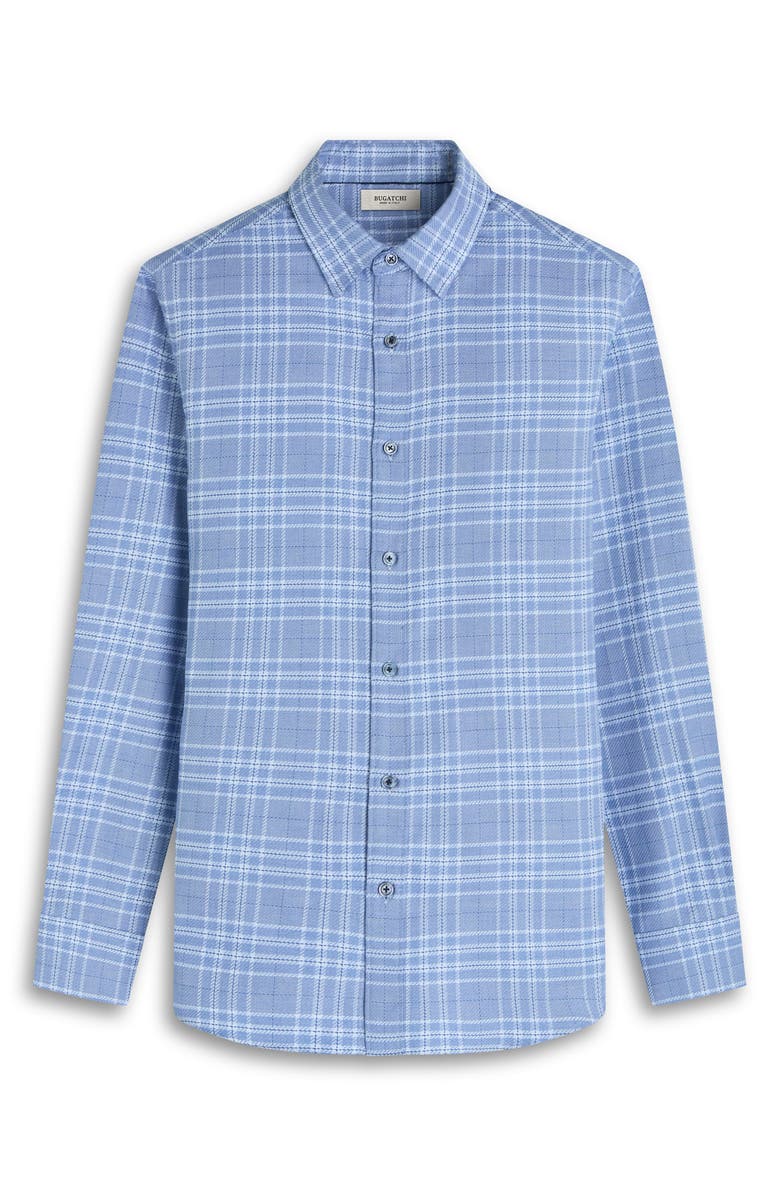 Bugatchi Karl Shaped Fit Plaid Cotton Button-Up Shirt, Alternate, color, Cobalt